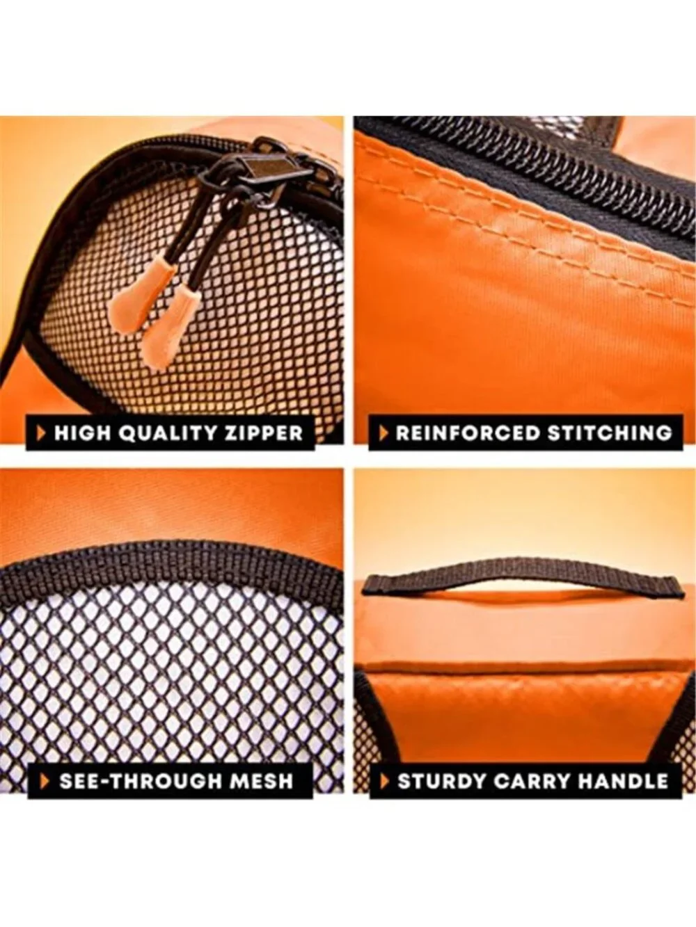 5 Set Packing Cubes Travel Luggage Organizers Laundry Bag Mandarin Orange Nylon